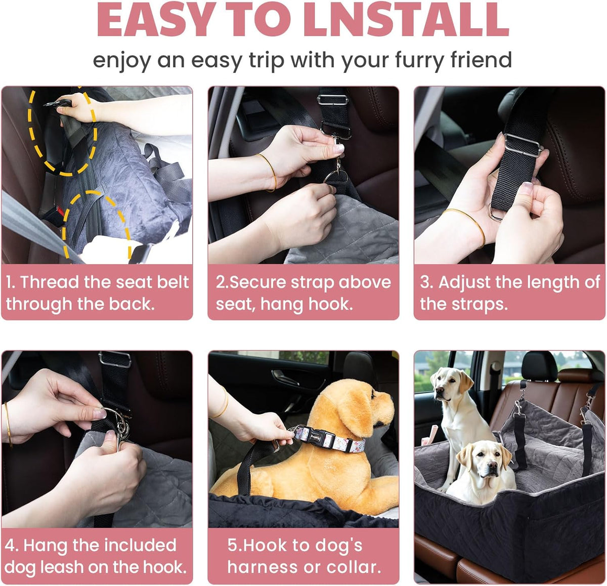 Dog Car Seat for Large/Medium Dogs, Dog Booster Seat for
