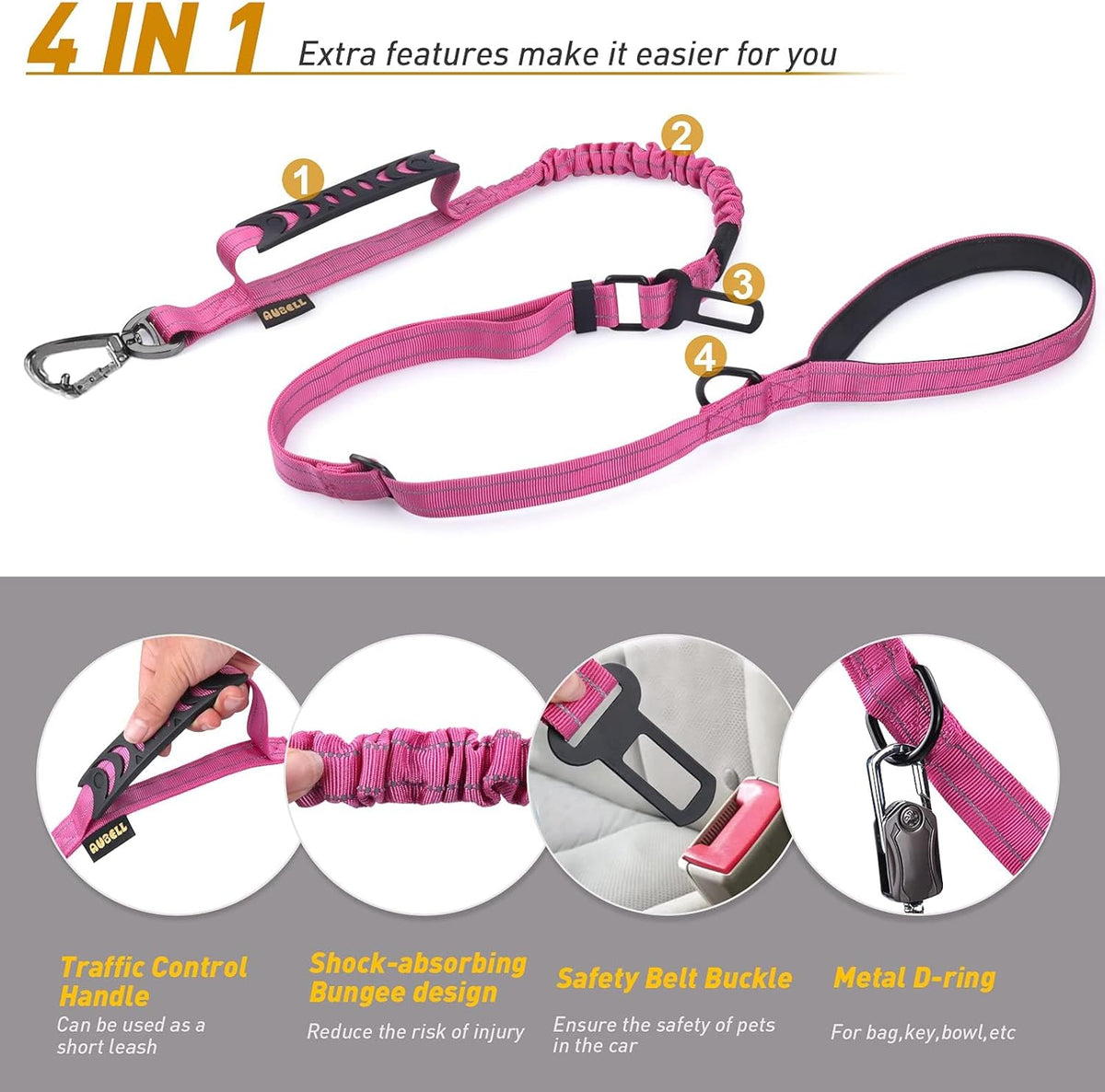 Tactical Dog Leash Heavy Duty,4-6ft Reflective Strong No