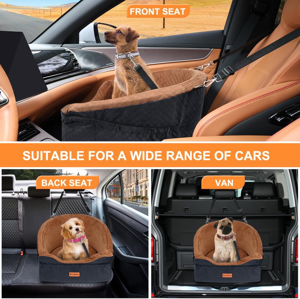 Dog Car Seat for Small & Medium Dogs, Detachable & Washable