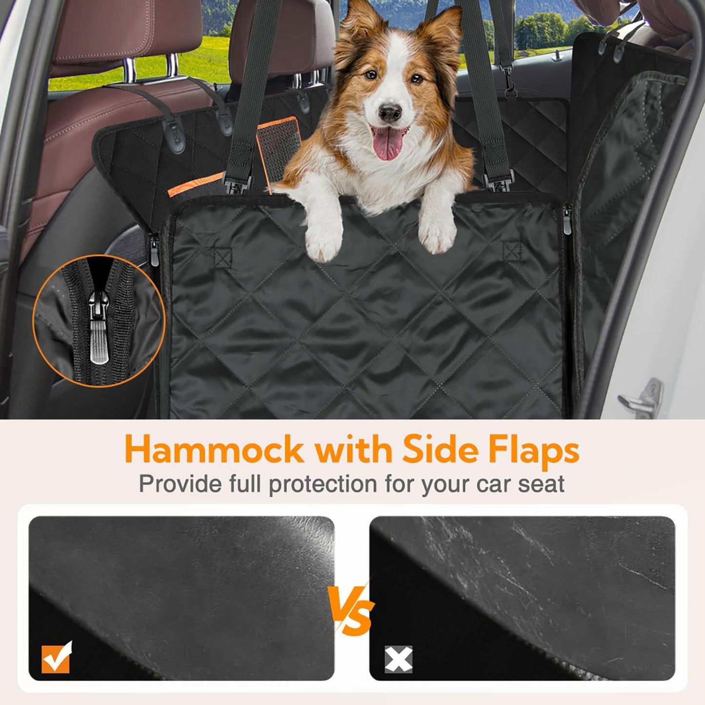 Dog Car Seat Cover for Back Seat, Dog Hammock for Car with