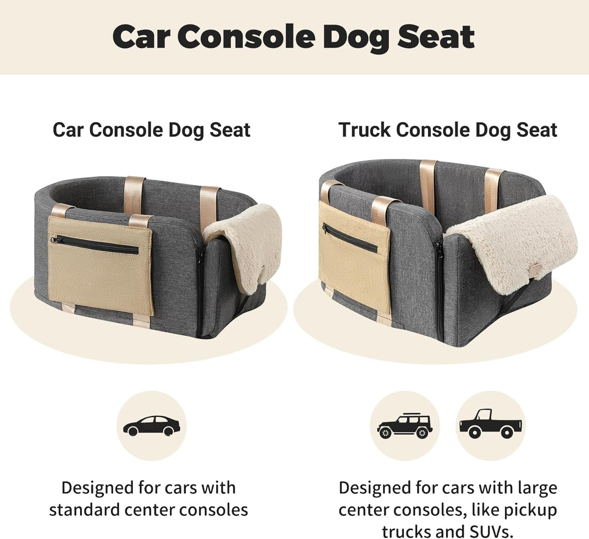 Console Dog Car Seat Cat Carrier - Pet Car Booster Seat on