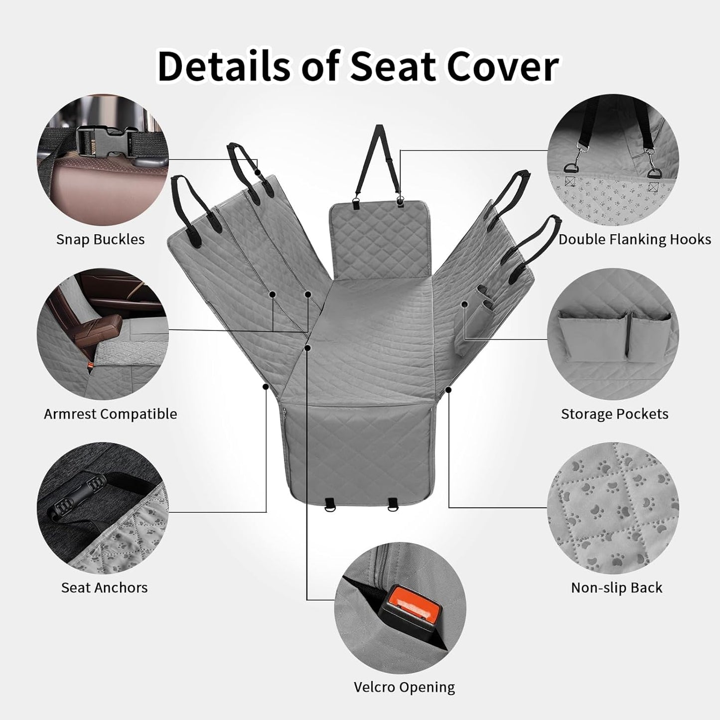 Dog Car Seat Cover for Back Seat, Dog Car Hammock with