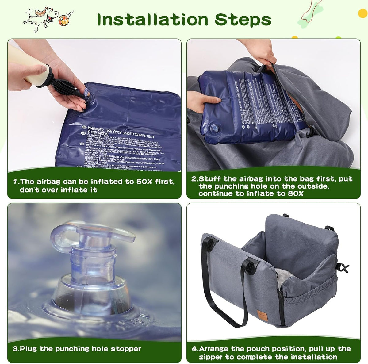 VVICOGARD Dog Car Seats for Small Dogs, Removable Airbag