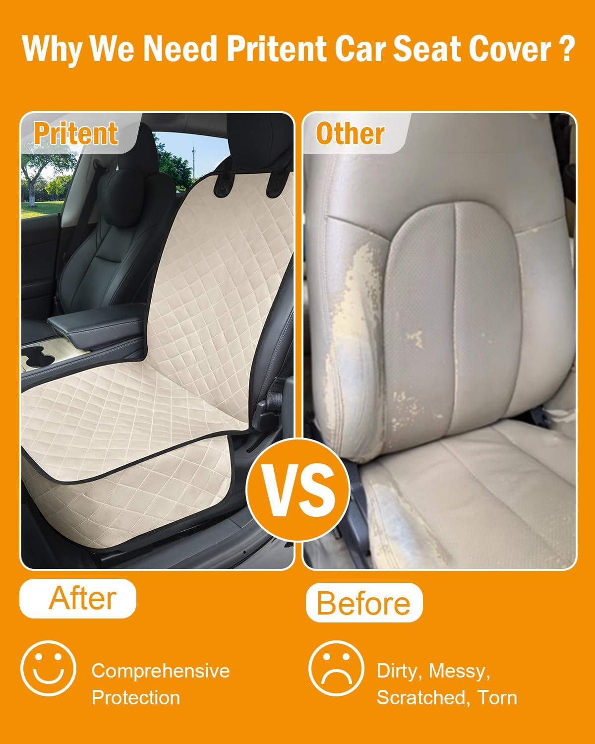 Dog Car Seat Covers Waterproof, Scratch-Proof Pet Front