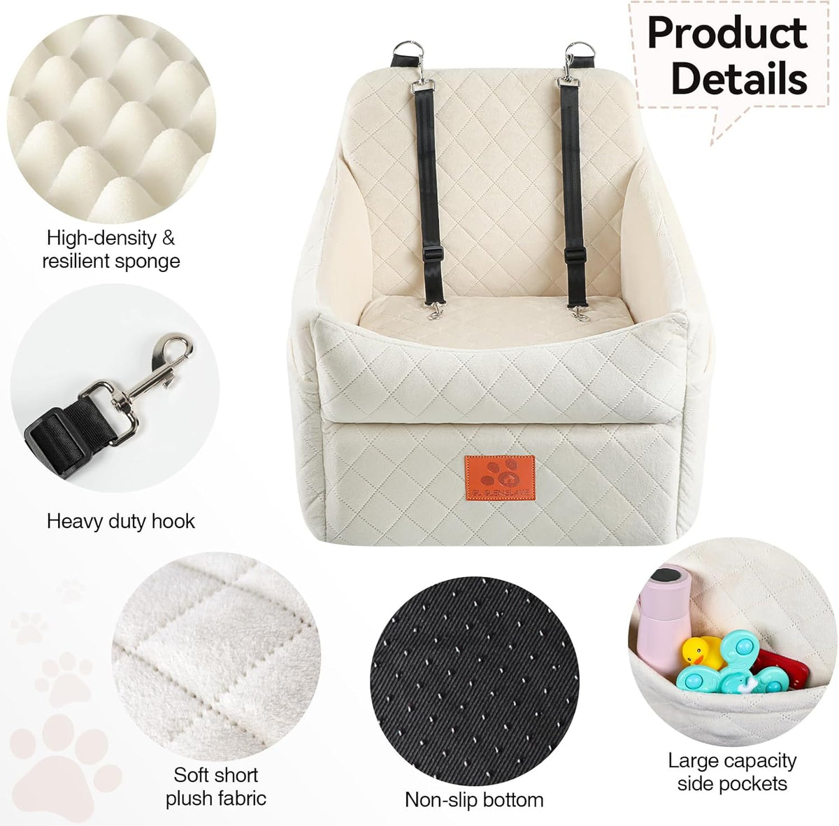 Dog Car Seat for Small/Medium Dogs, Dog Booster Car Seats