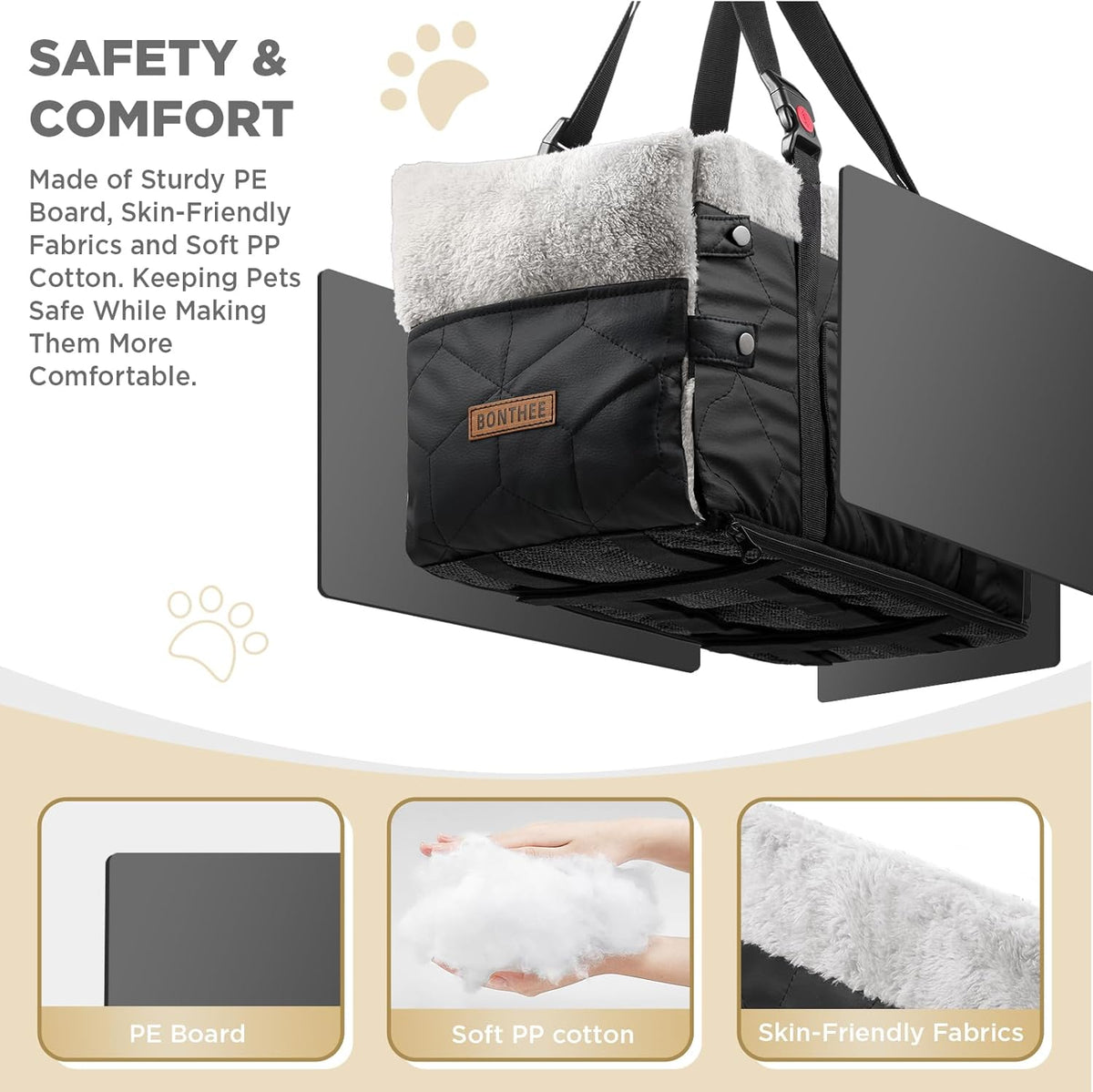 Center Console Dog Car Seat for Small Dogs,PU Leather Small