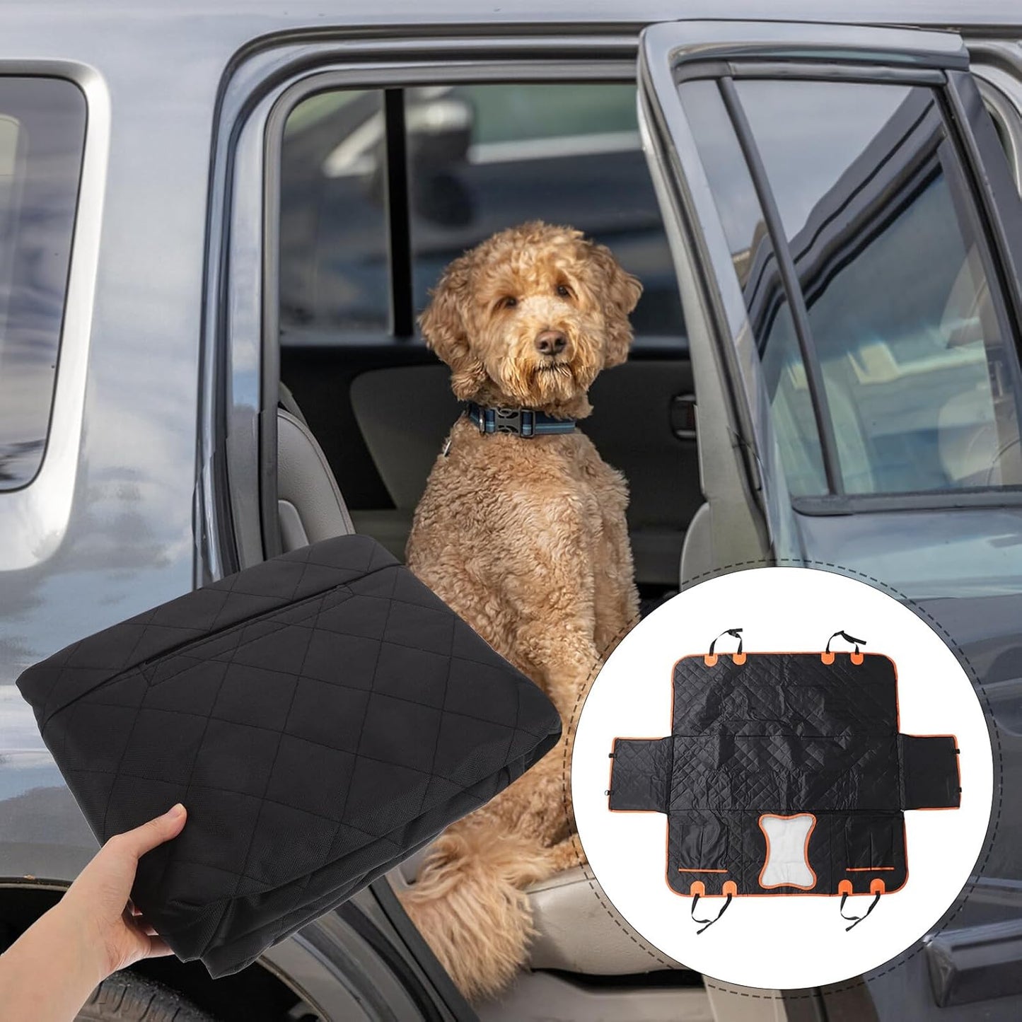 Dog Car Seat Cover and Backseat Pet Hammock Waterproof