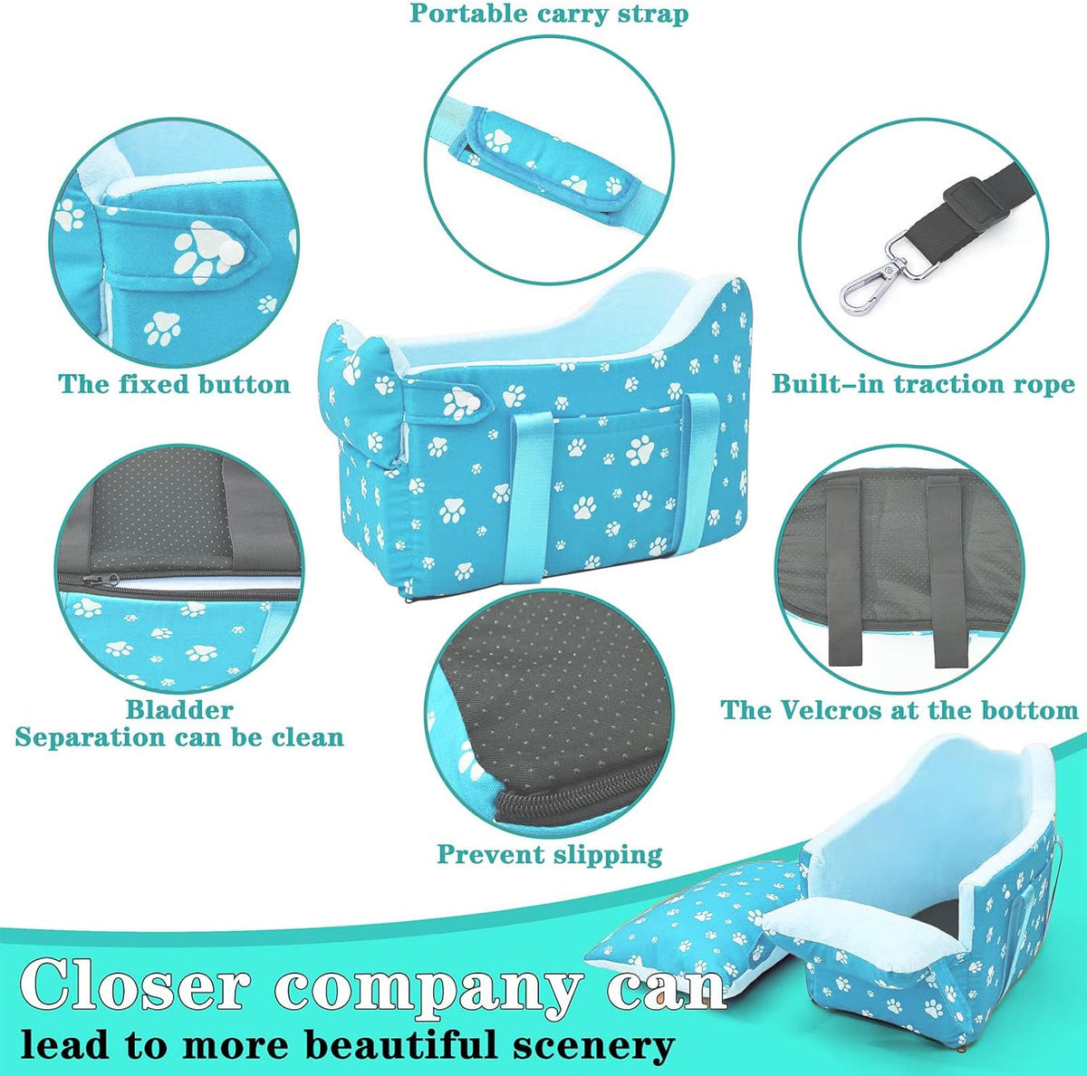 Center Console Dog Car Seat for Small Dogs Under