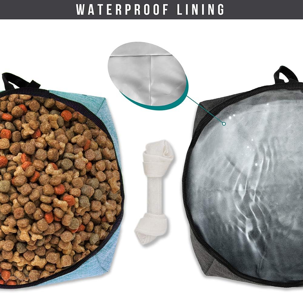 Travel Dog Food Bag with 2 Collapsible Bowls Waterproof Dog