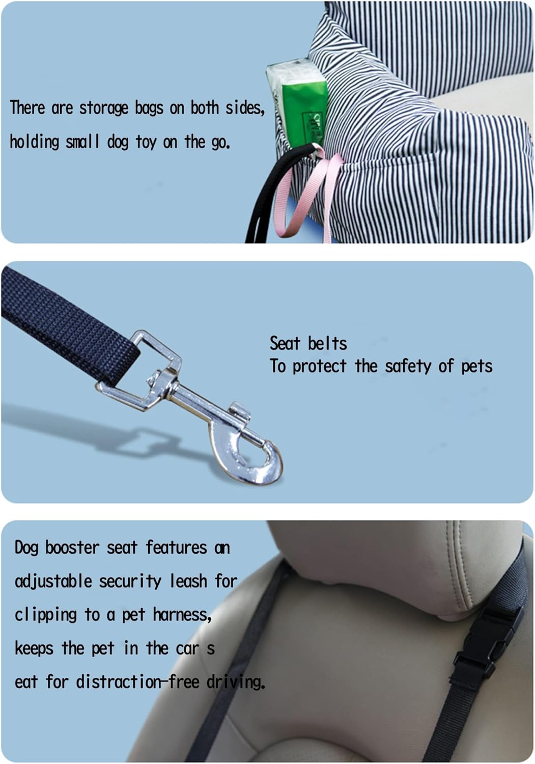 Dog Car Seat, Puppy Dog Booster Seats Fully Detachable and