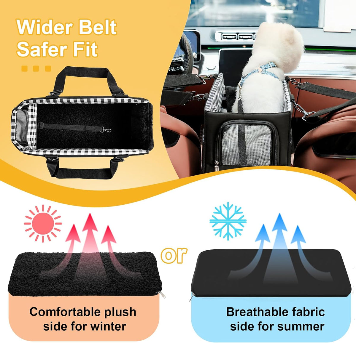 Console Dog Car Seat for Small Dogs Cats Up to 12lbs
