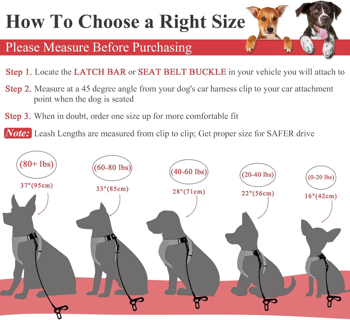 Dog Seat Belt Tuffbelt Dog Car Harness, Seatbelt with Clip