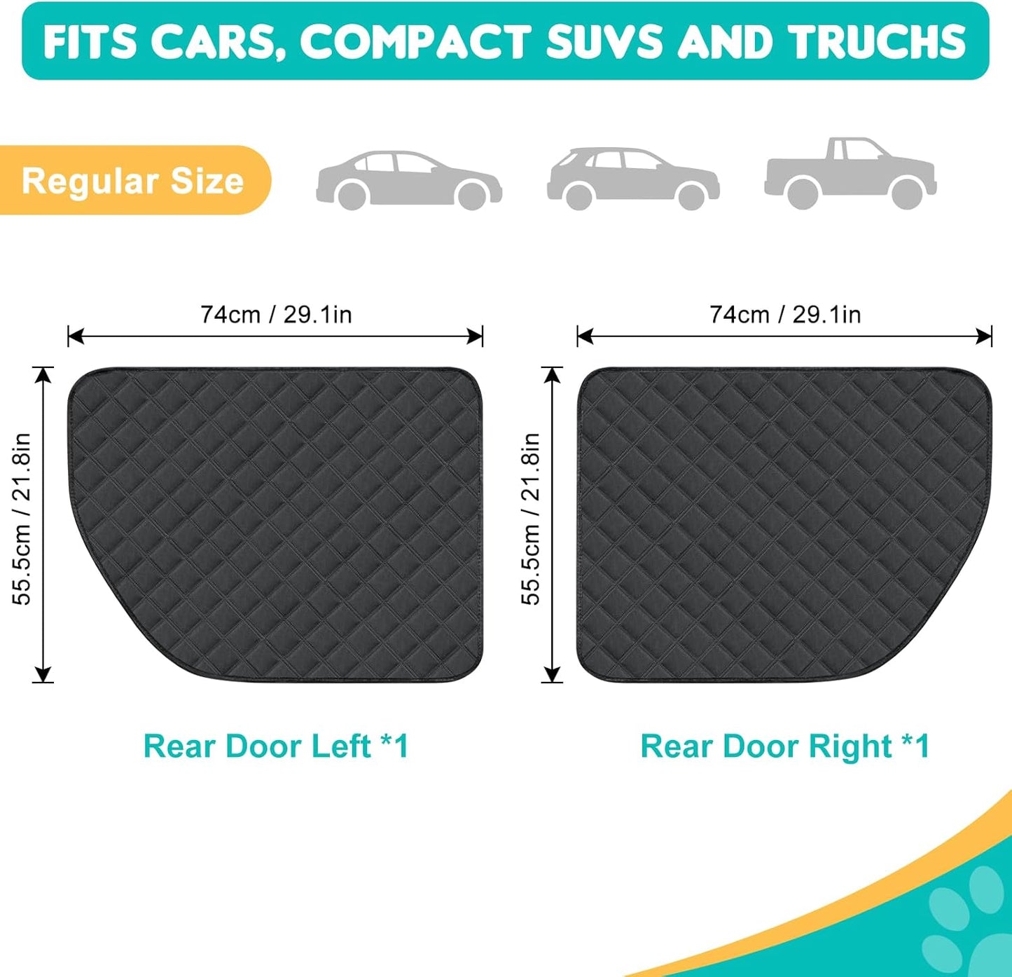 Dog Car Door Protector, 2 Pack Oversized Thickened Door