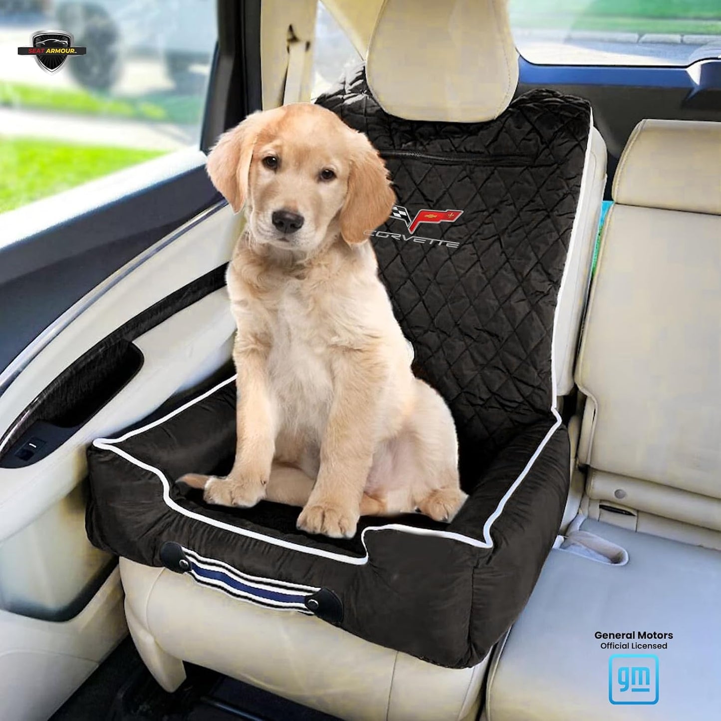 PetBed2GO, Corvette C6, Black Pet Bed Cushion & Car Seat