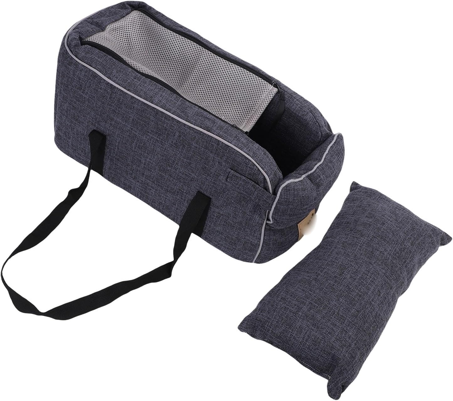 Console Dog Car Seat, Linen Fabric, Elevated Seat with