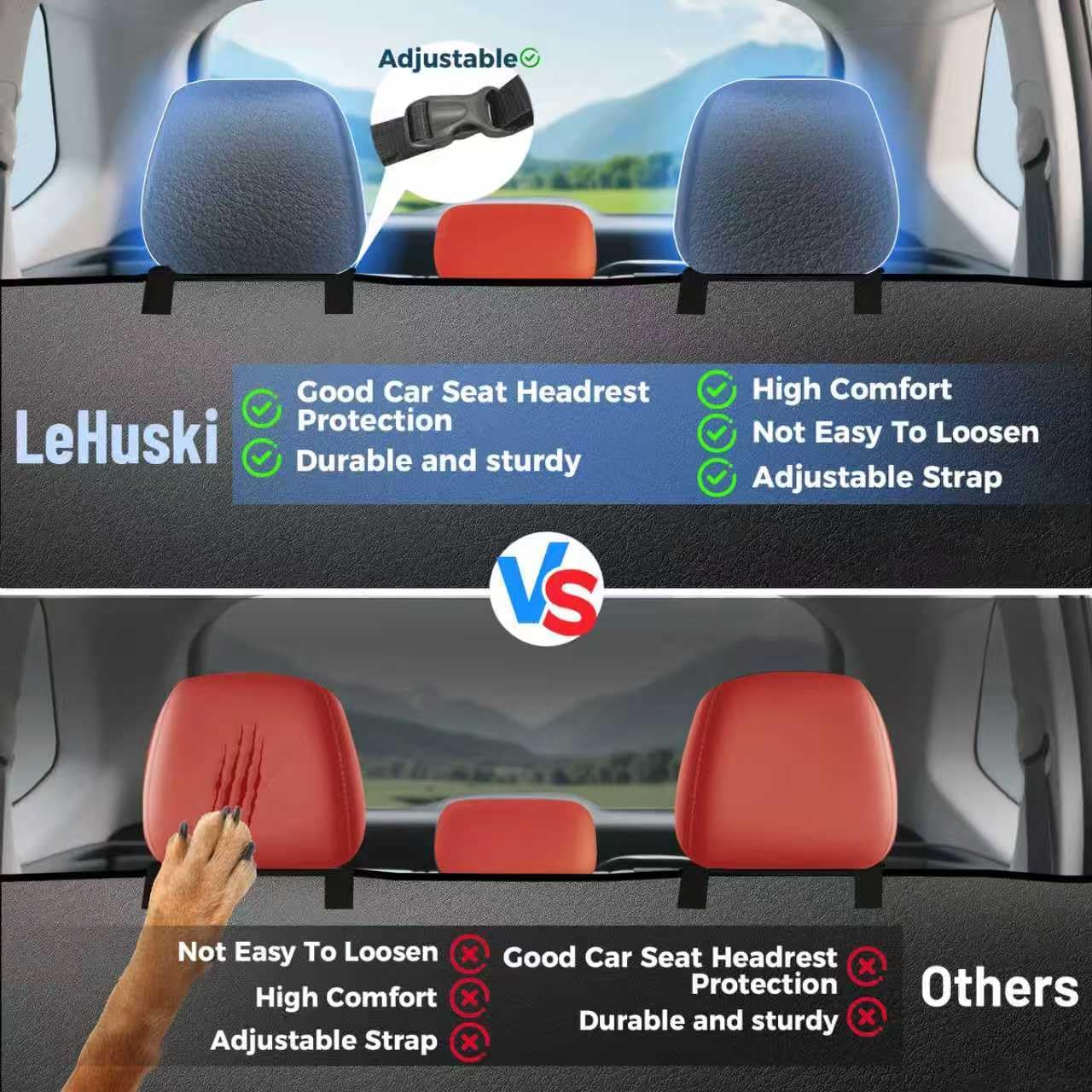 2026 Upgraded Dog Car Seat Cover for Back Seat with Hard