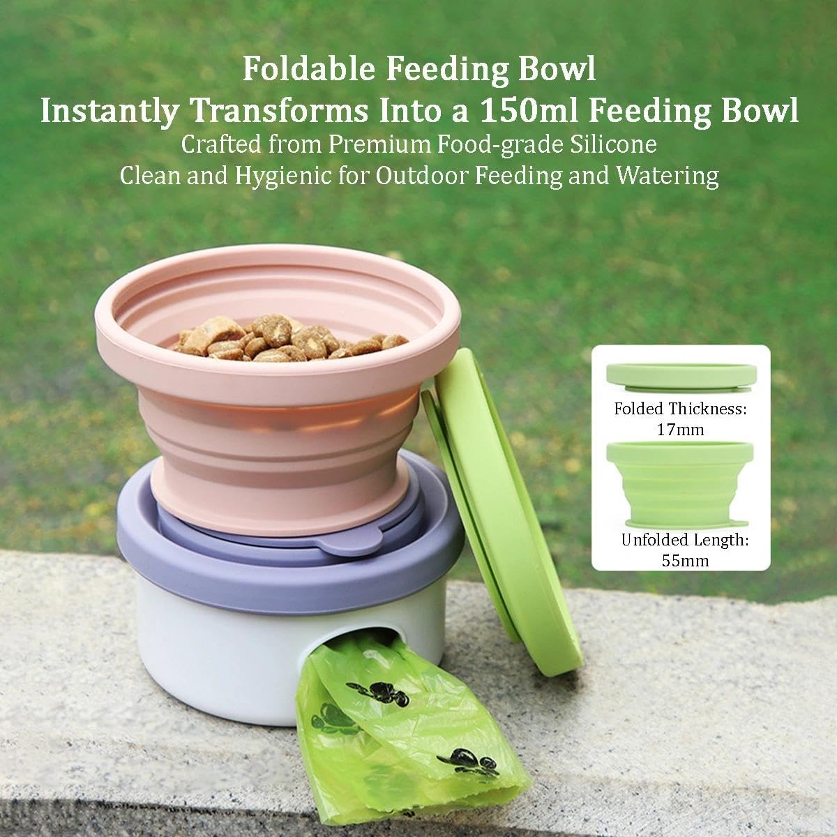 3-in-1 Collapsible Dog Bowls,Portable Pet Travel Bowls,with