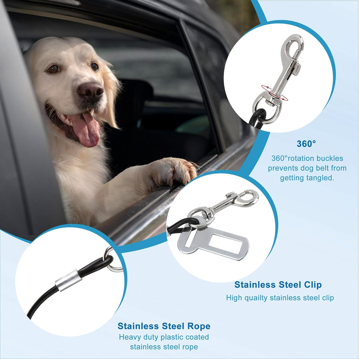 Chew Proof Dog Car Seatbelt Safety Restraint Pet No-Chew