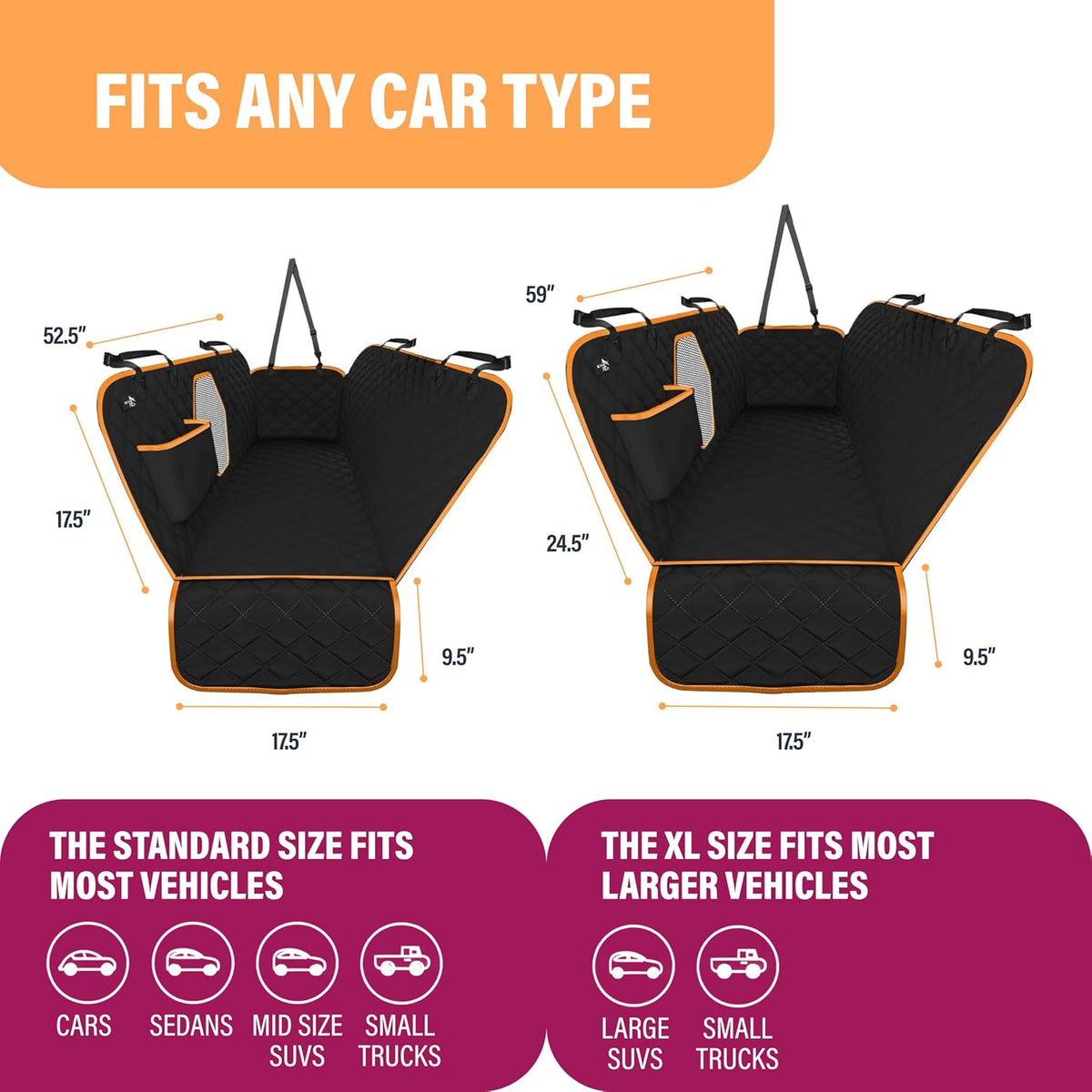Dog Car Seat Cover for Back Seat, Waterproof Pet Protection
