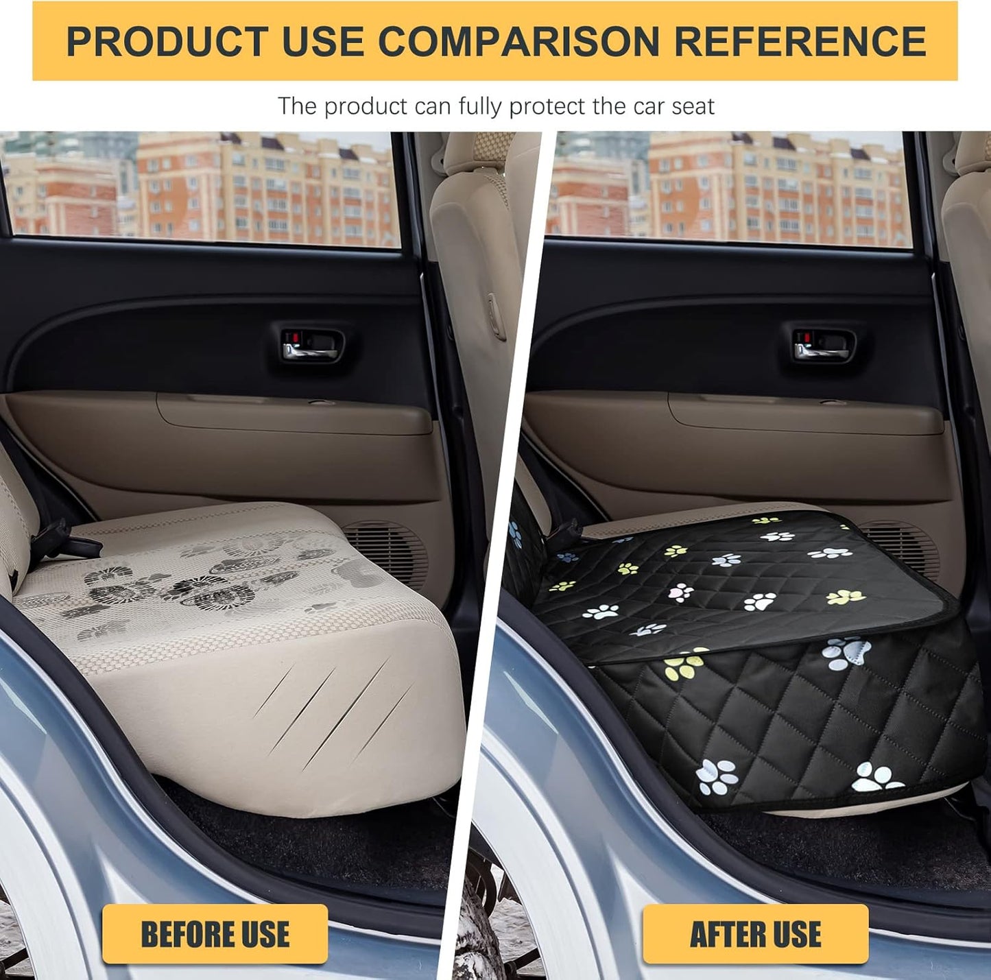 2pcs Dog Car Seat Cover for Front Durable Colored Paw