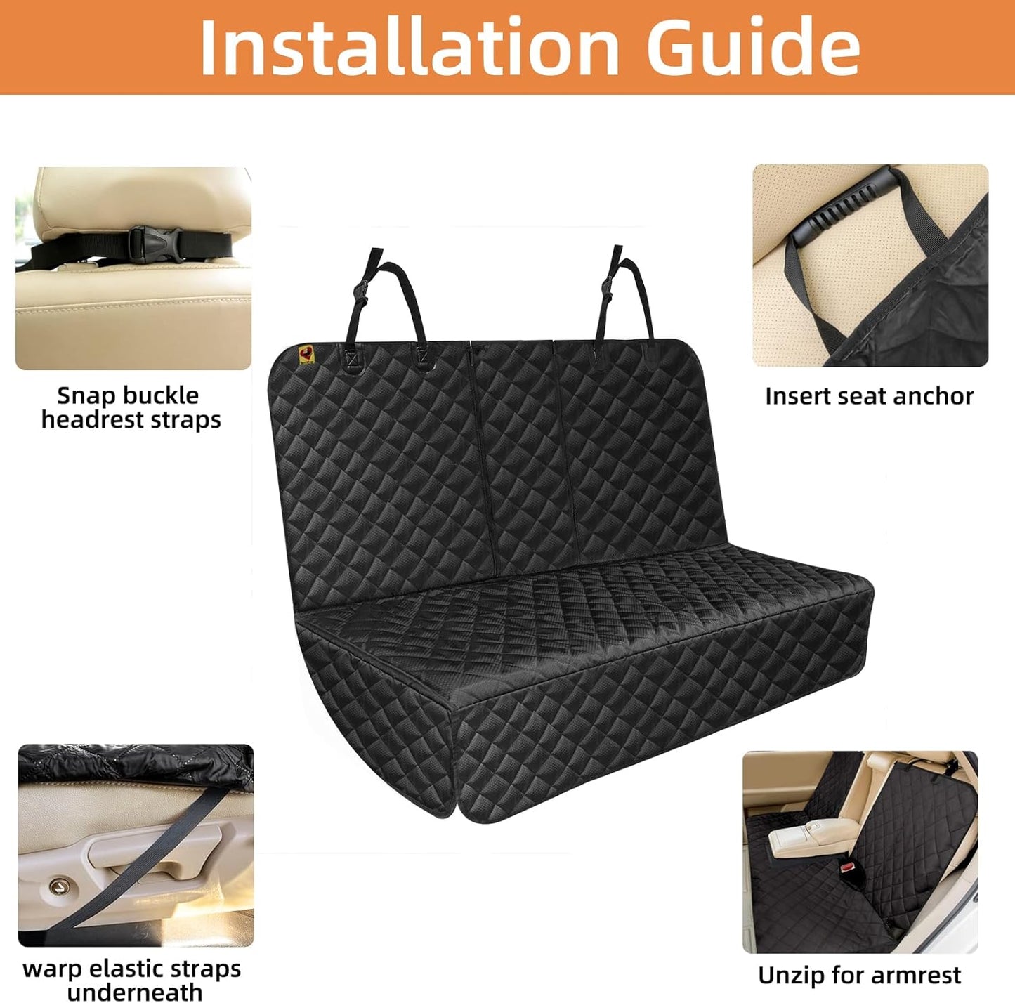 Dog Car Seat Cover for Back Seat, Waterproof Bench Backseat