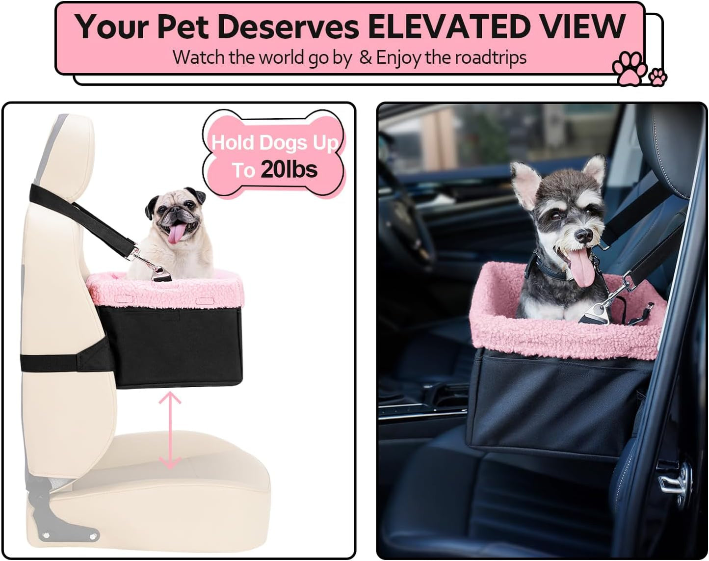 Dog Car Seat for Small Pets Under 20lbs, Booster Seat with