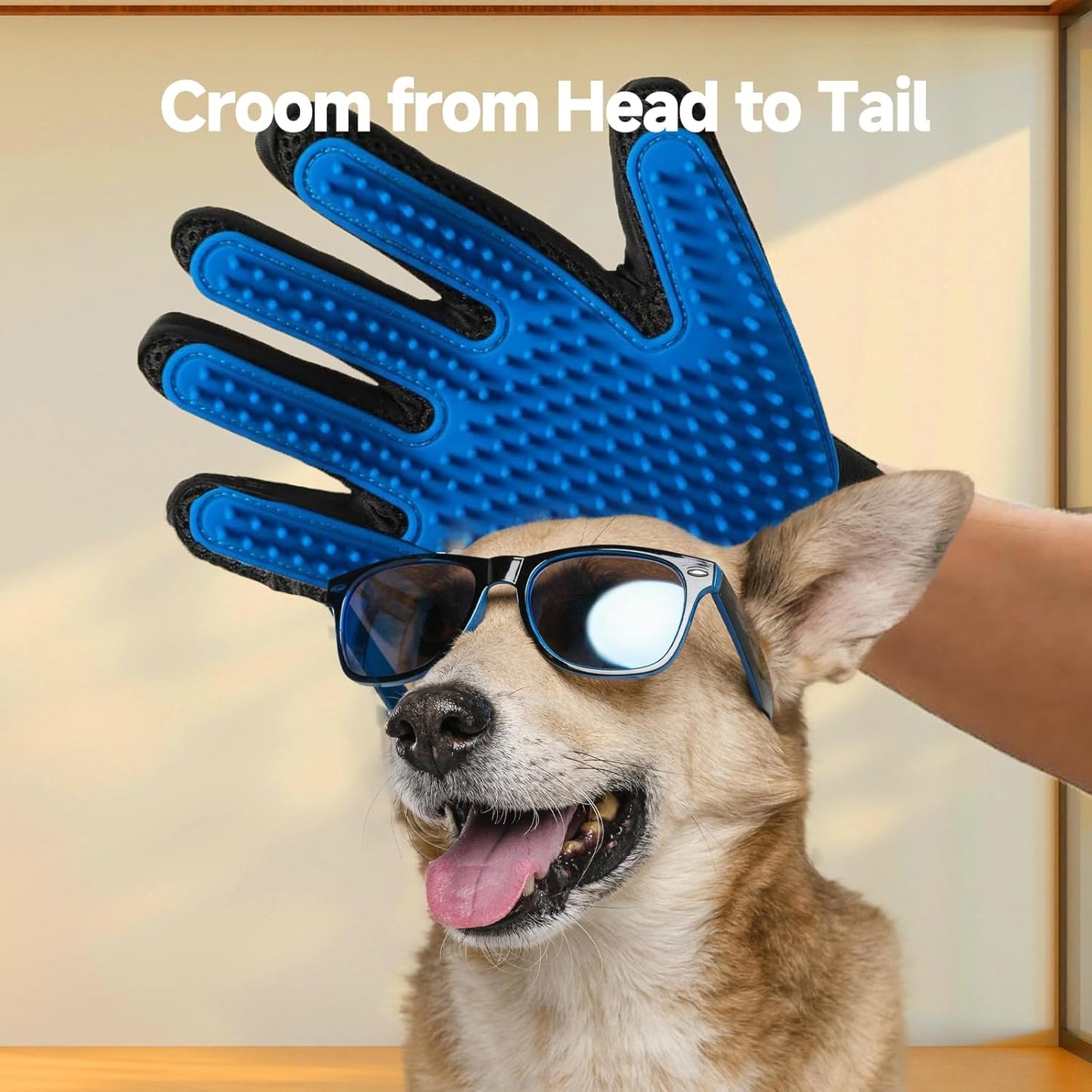 Pet Hair Removal Glove , 2-in-1 Deshedding Brush & Massage