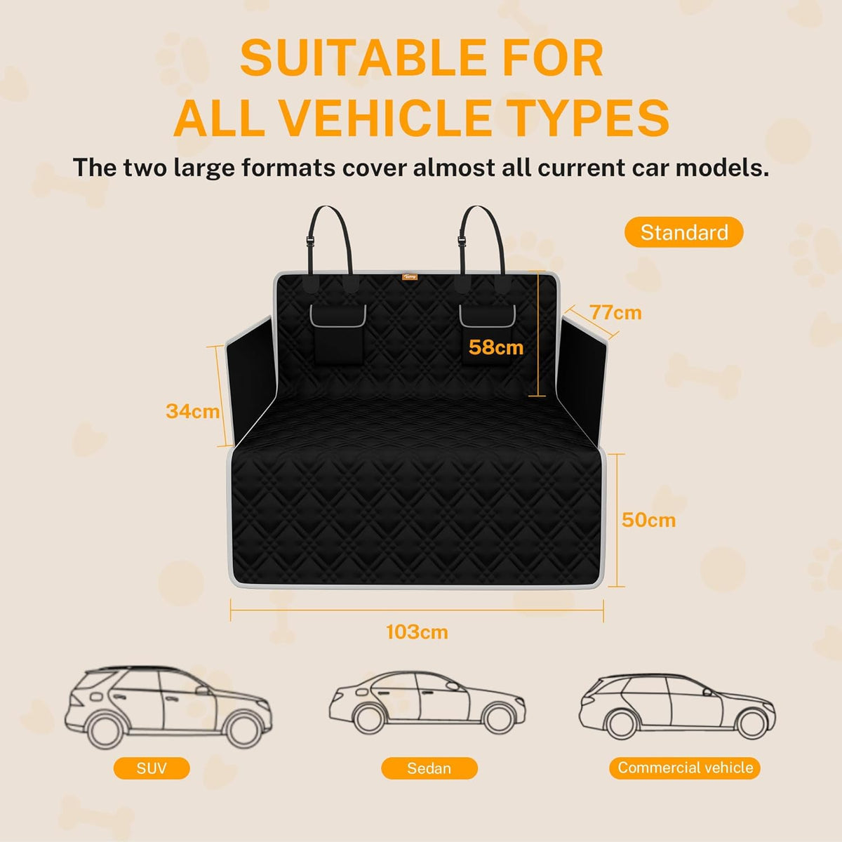 Dog Car Seat Cover for SUV, Sedan & Van, Waterproof &