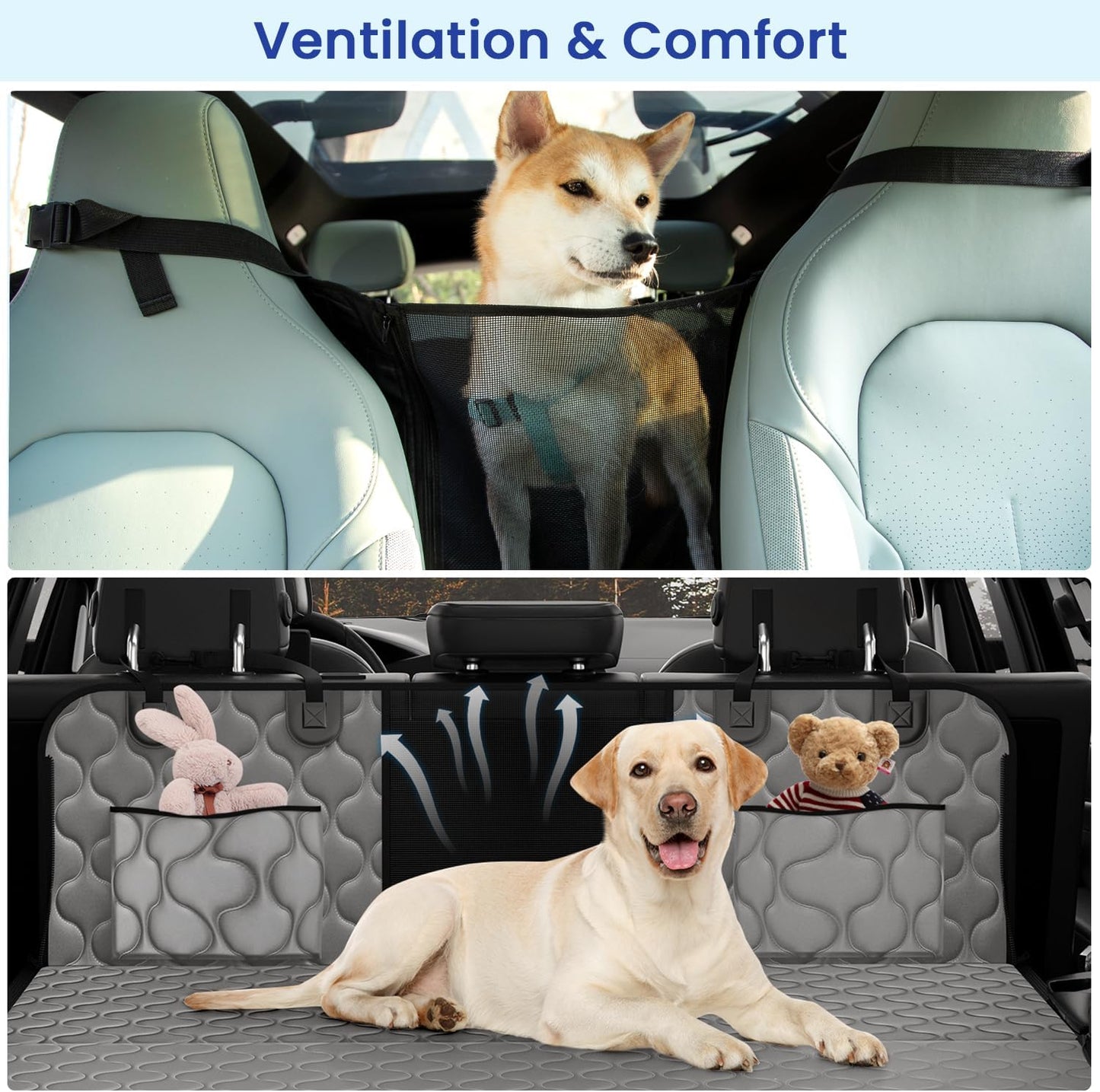 Dog Back Seat Cover Hard Bottom, Supports 400lbs, for Car