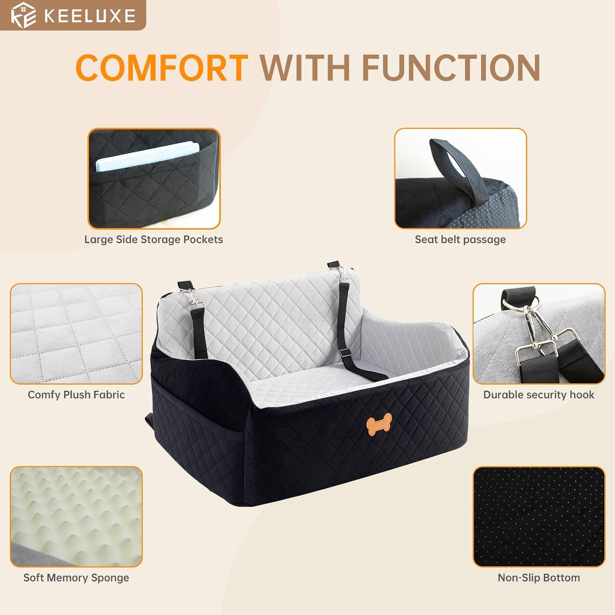 Car Seat for Large Size Dog, Booster Seat for Dogs Under 55