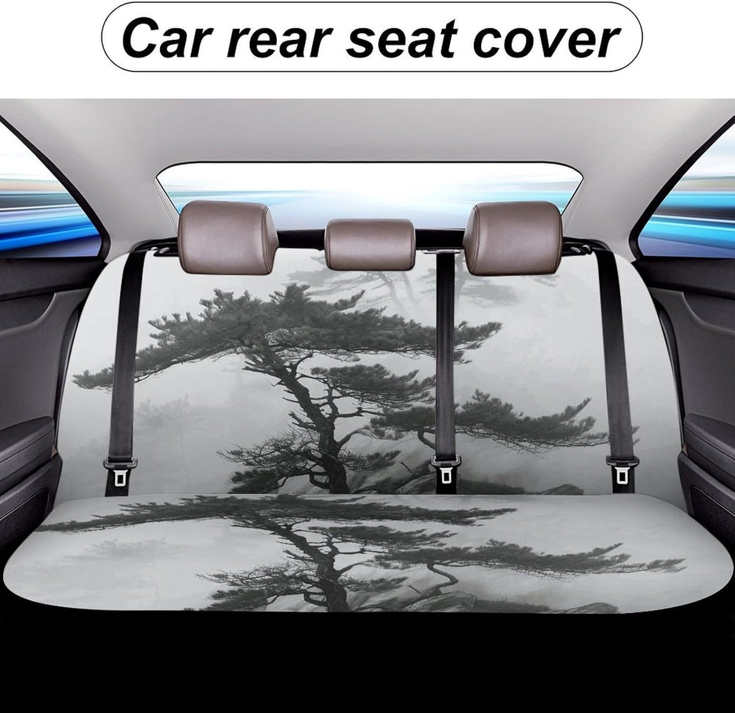 Foggy Mountain Pine Tree Dog Car Seat Covers Waterproof