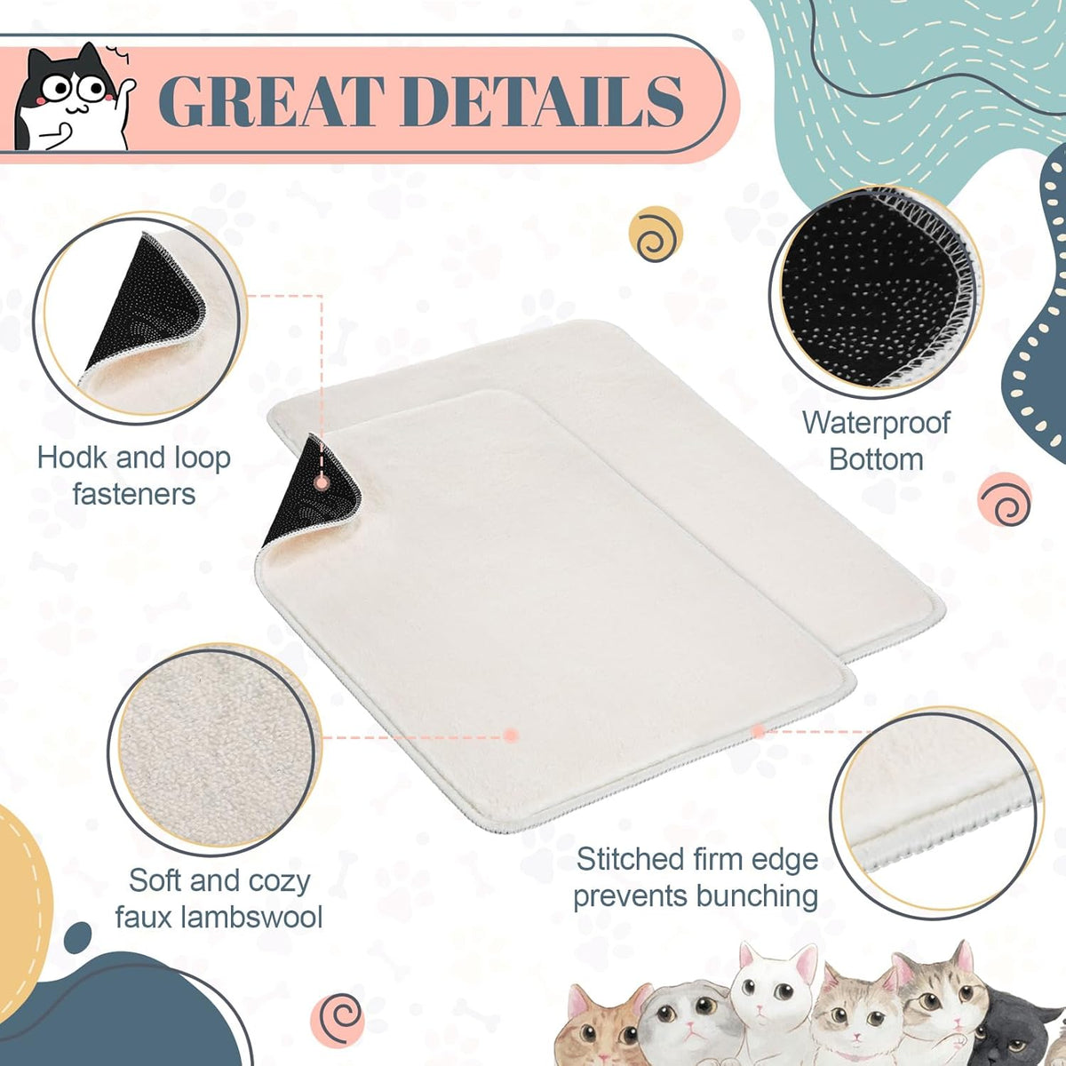 4 Pcs Pet Carrier Pad Travel Pet Reversible Dog Mat