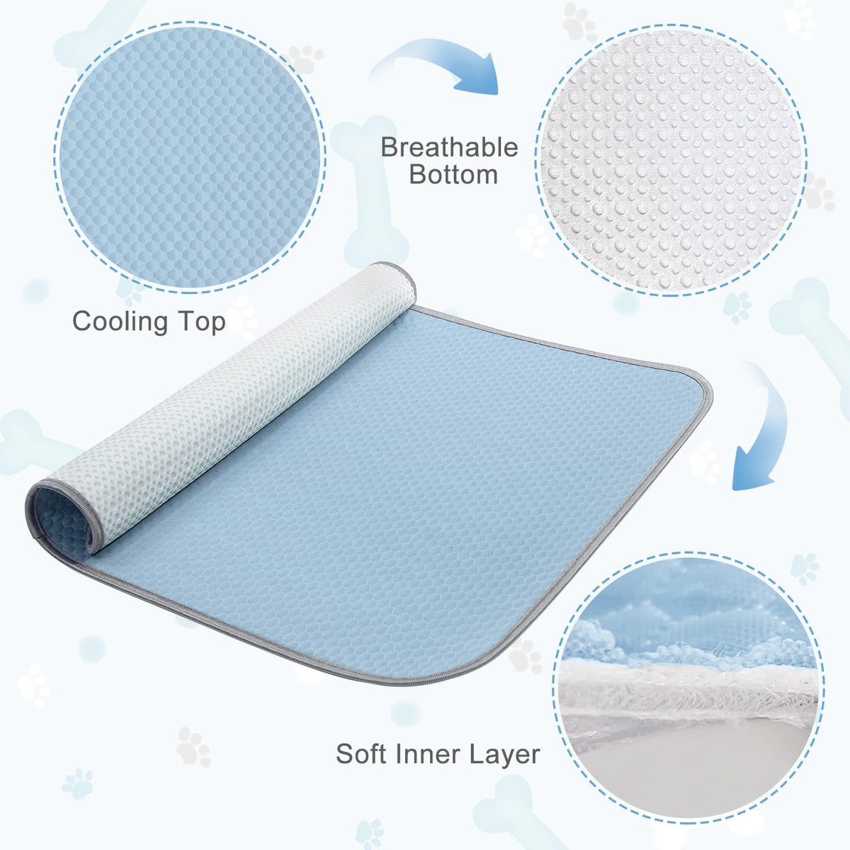 Summer Dog Cooling Mat Washable Ice Silk Self Cool Pad for
