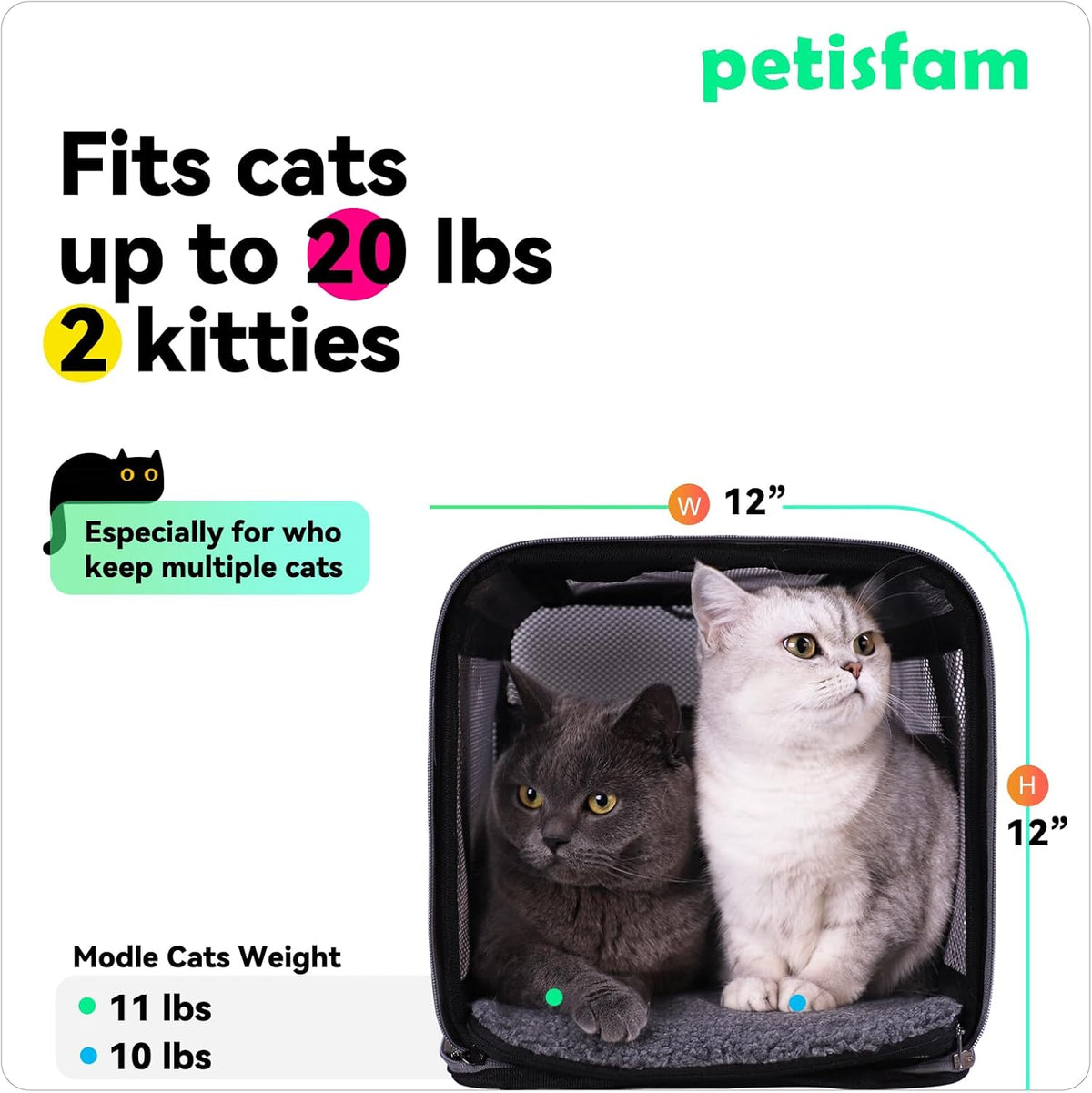 Soft Pet Carrier Bag for Cats and Puppy Under 20 lbs.