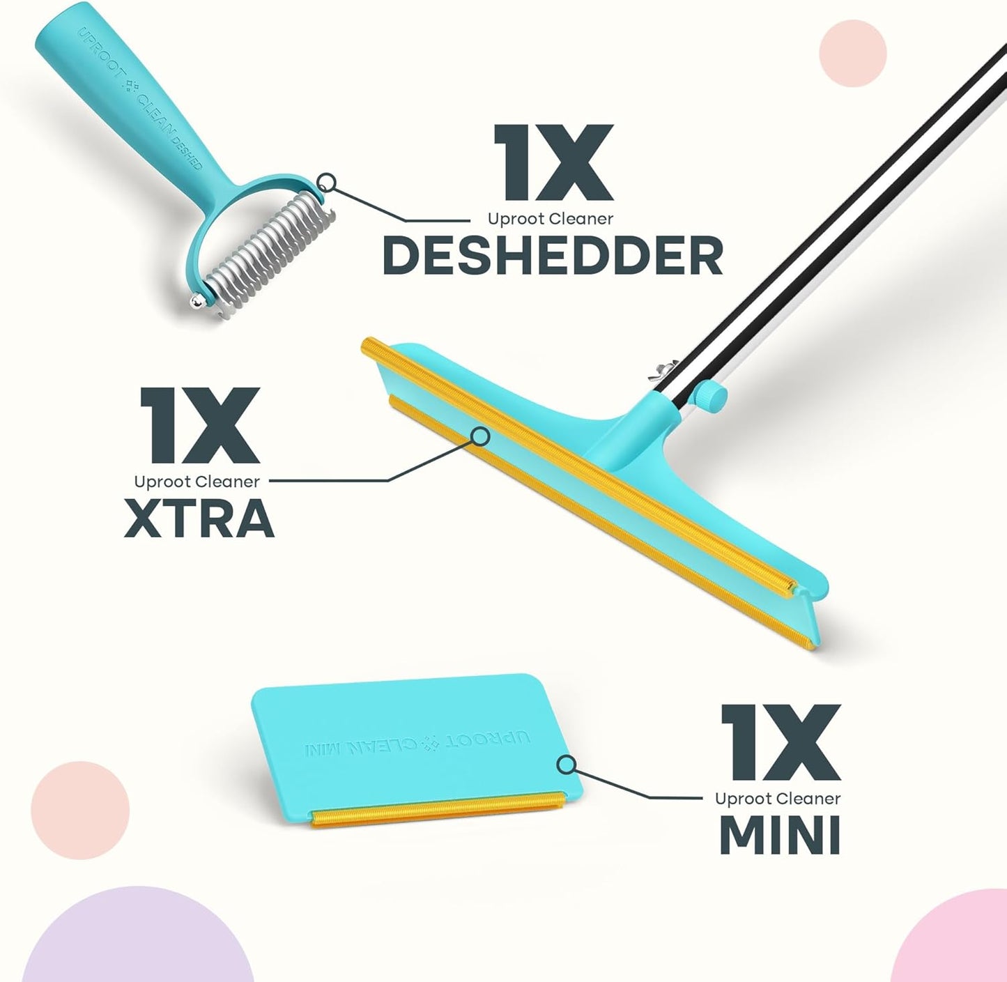 Xtra, Mini & Deshedder Bundle - Pet Hair Removal Tool & Dog