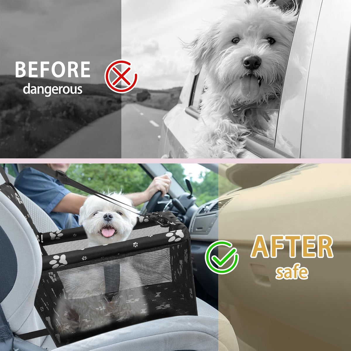 Dog Car Seat, Foldable Dog Car Booster Seat Waterproof