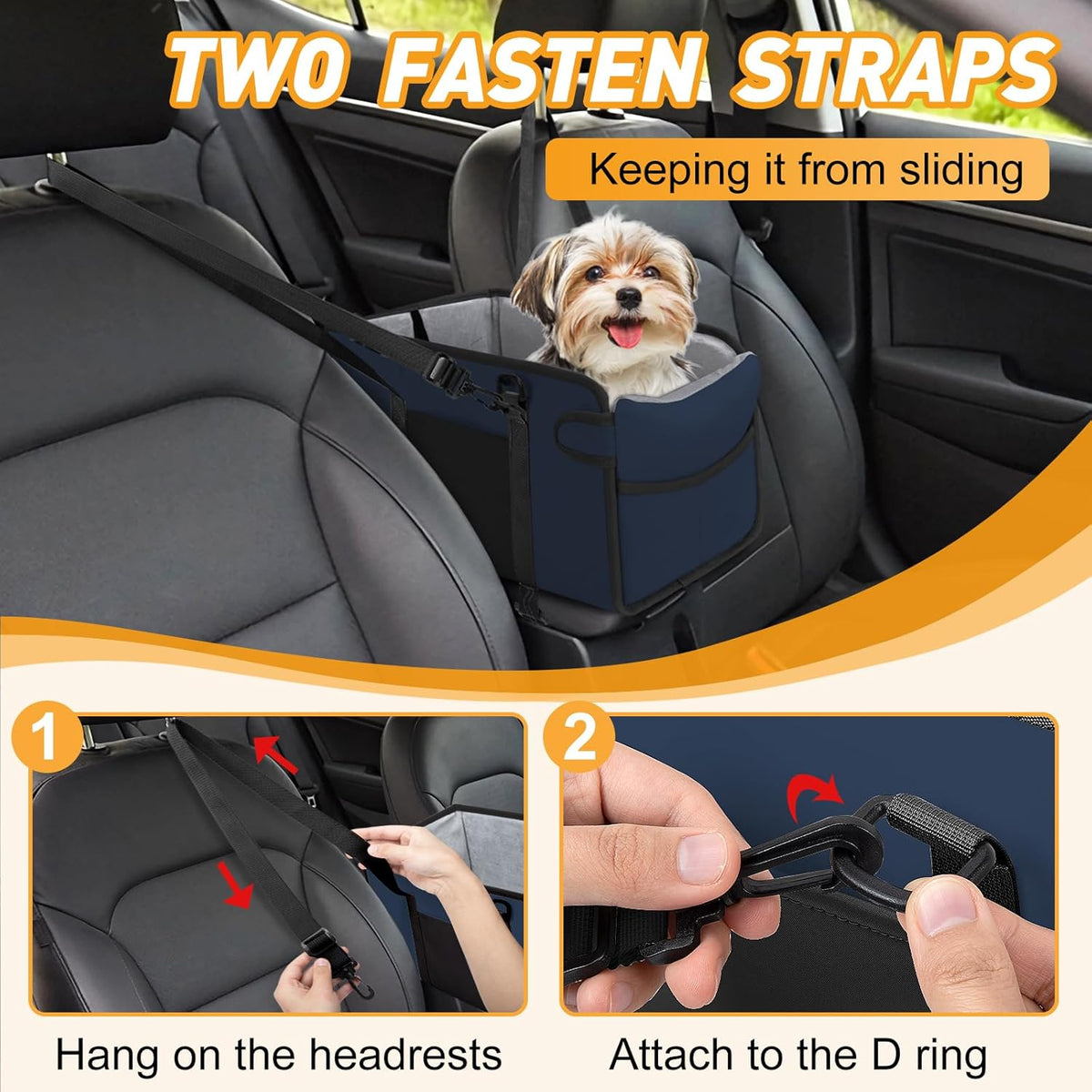 Portable Dog Car Seat for Small Dogs - Adjustable Safety