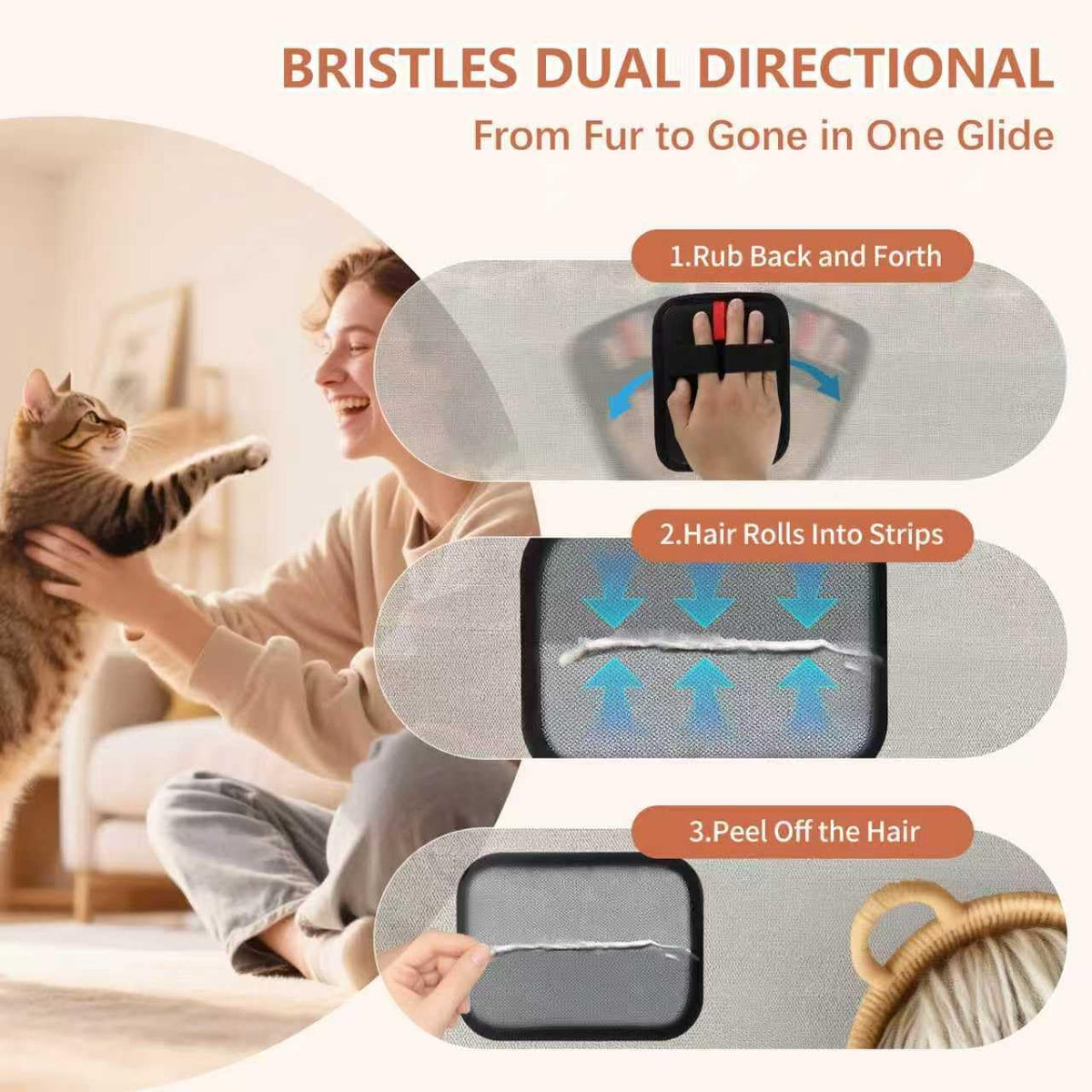 2 Pcs Pet Hair Removal Glove - Upgraded Electrostatic Pet