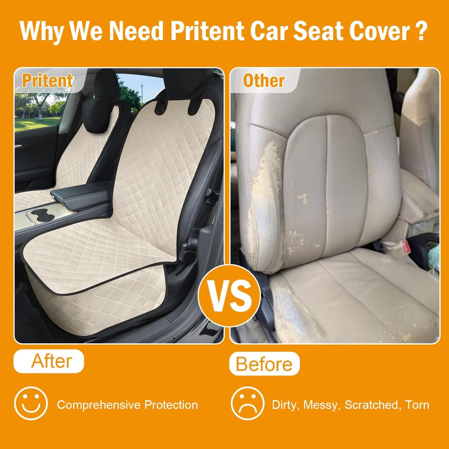 Dog Car Seat Covers Waterproof, Scratch-Proof Pet Front