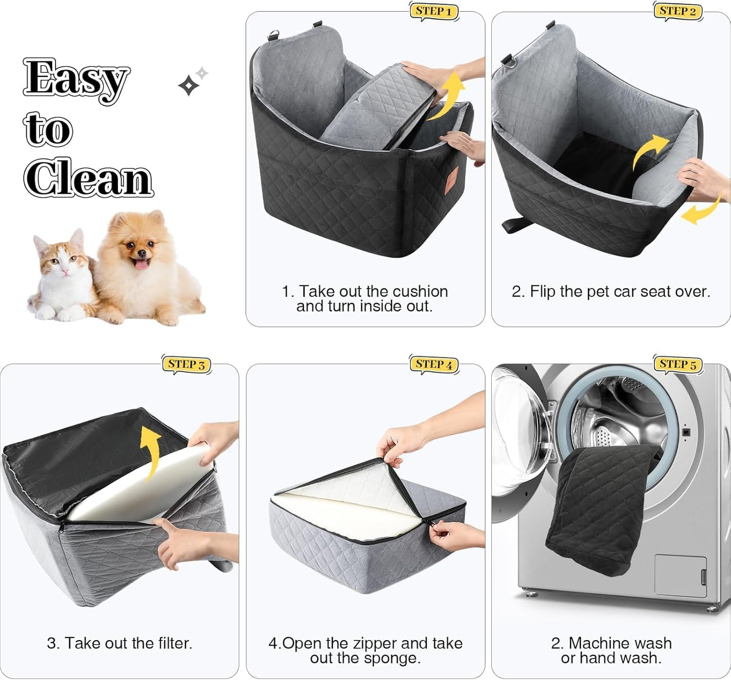 Dog Car Seat for Small Medium Dogs,Detachable Washable Dog