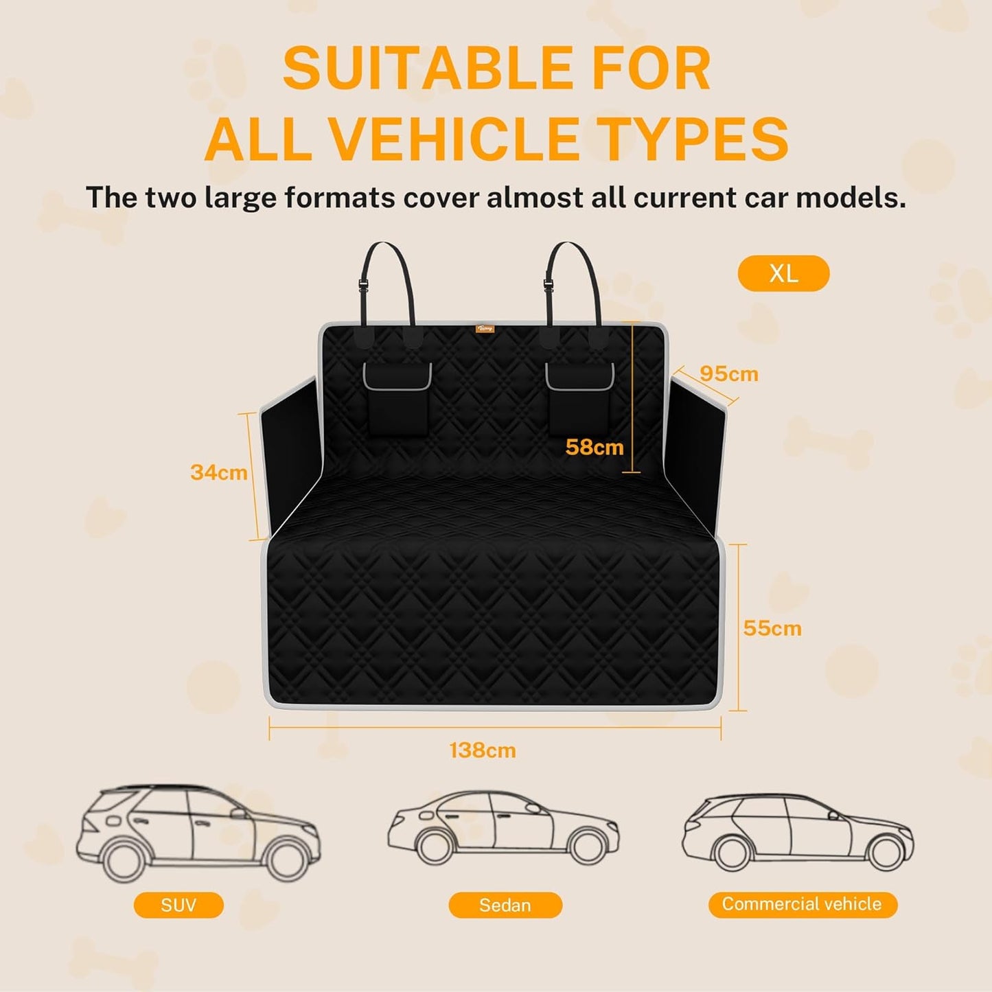 Dog Car Seat Cover for SUV, Sedan & Van, Waterproof &