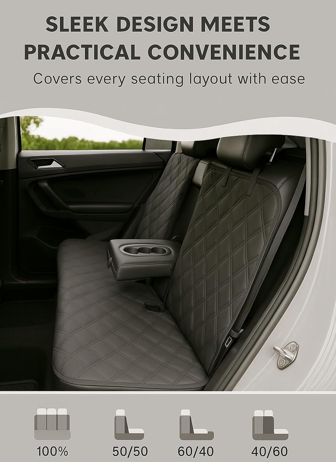 fidozen Waterproof Dog Car Seat Cover for Back Seat, Split Car Seat Covers for Dogs, Pet Backseat Cover for Dogs in Car, Nonslip Car Seat Protector, Seat Covers for Cars SUV Truck,seat Belt