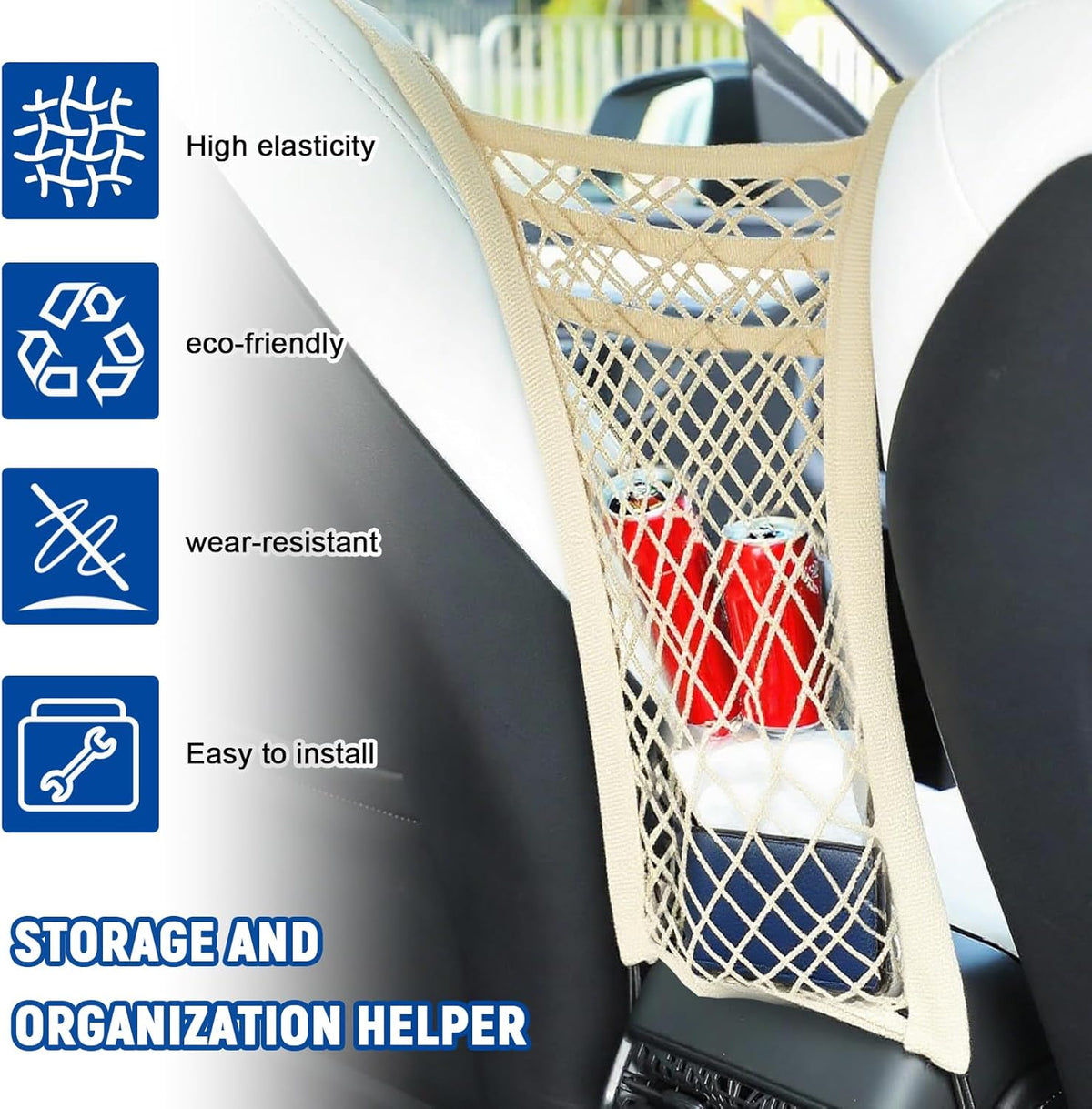 3-Layer Car Mesh Organizer,Seat Back Net Bag