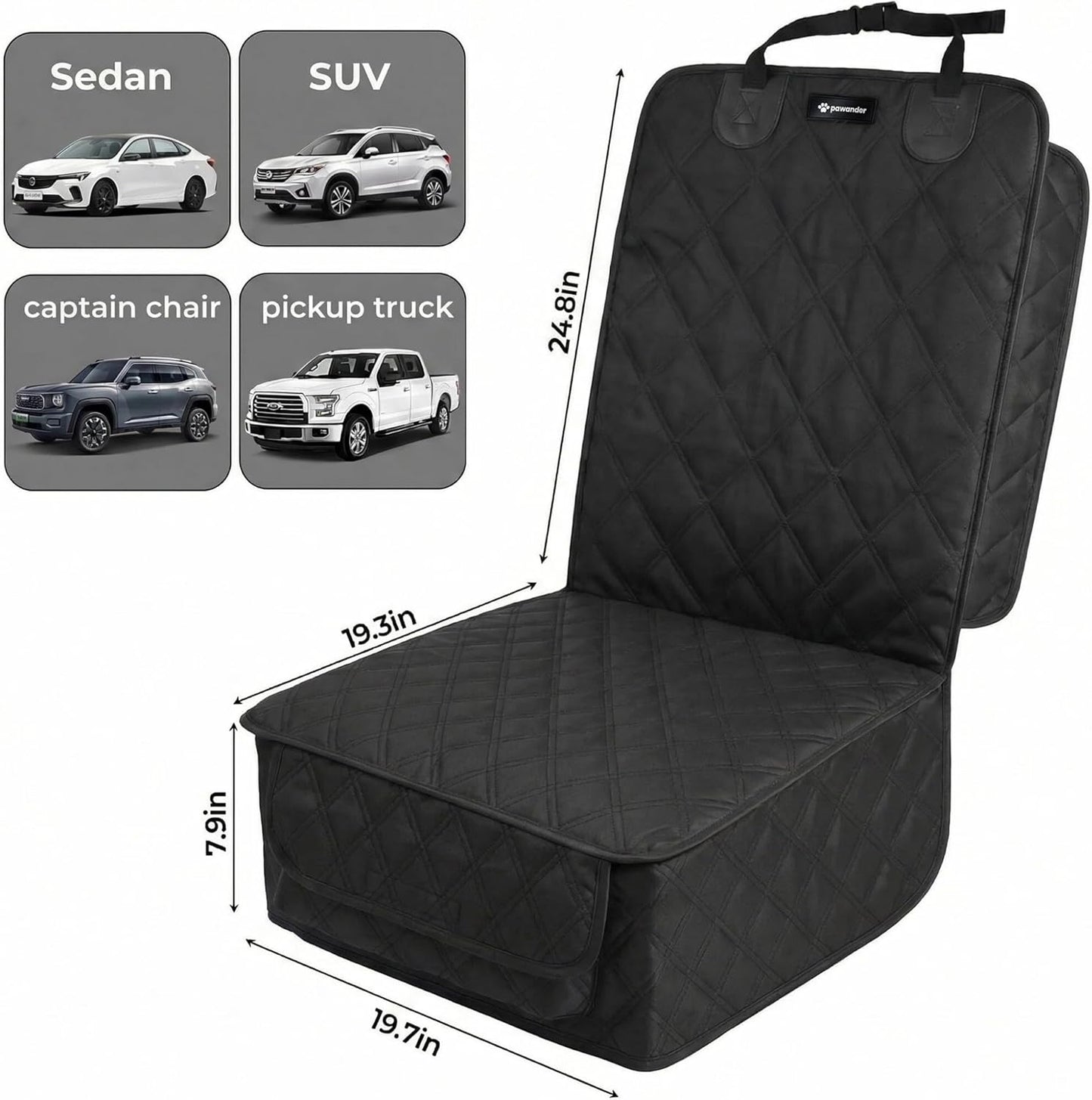 Dog Front Seat Cover for Car, Waterproof 600D Oxford Cloth