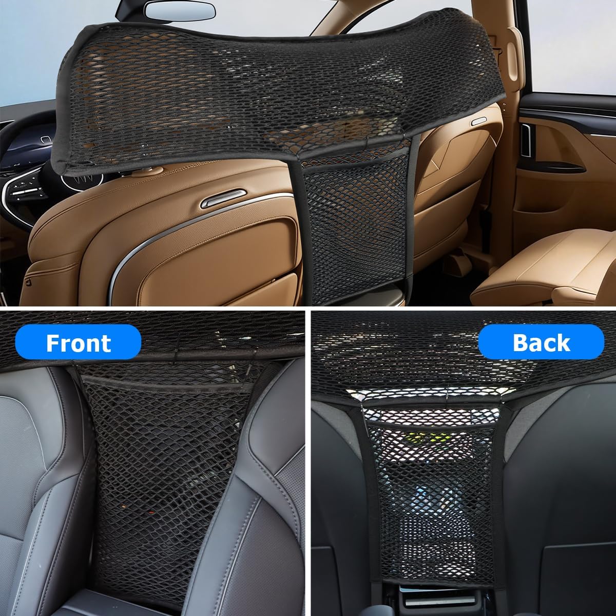 Car Dog Barrier Net Car Mesh Organizer Back Seat Divider