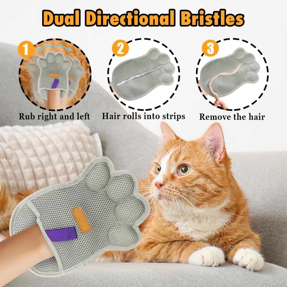 Pet Hair Removal Glove,Static Double-Sided Adhesion Dogs