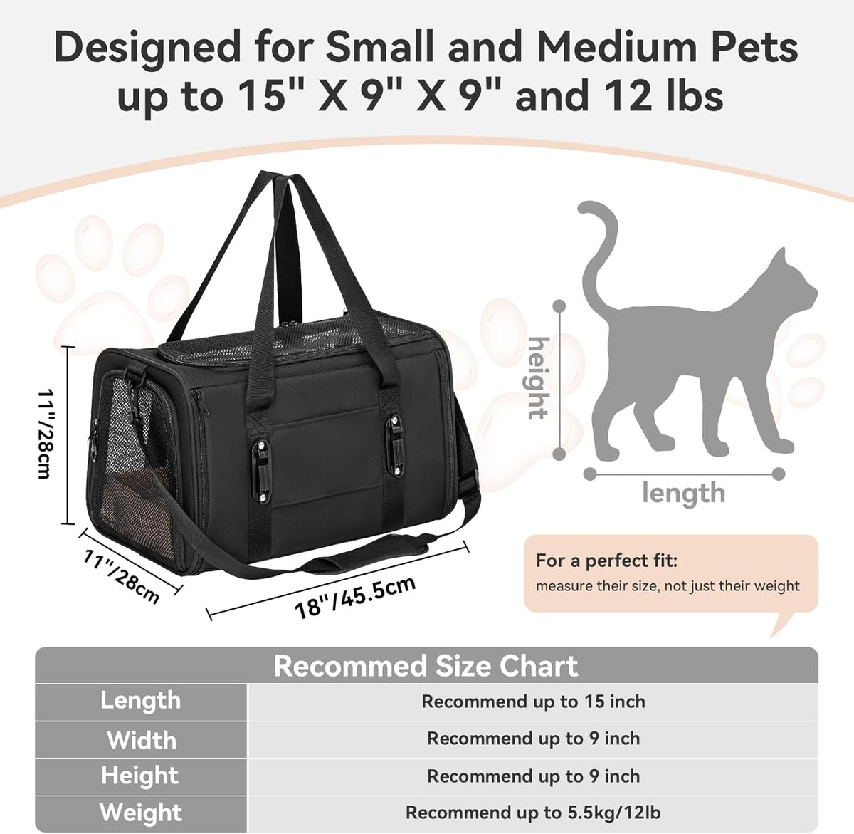 Soft-Sided Cat Carrier with Patented Safety Buckles