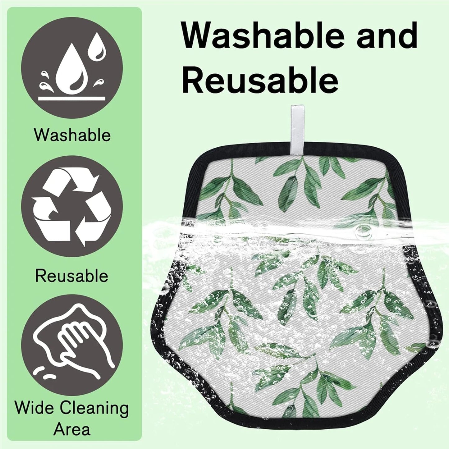 Sage Green Leaves 2Pcs Electrostatic Reusable Pet Hair