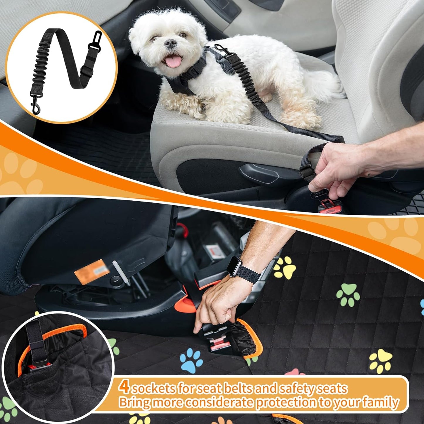 Large Dog Car Seat Cover for Back Seat Durable 600D 6-Layer