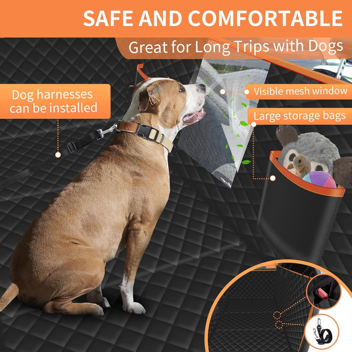Dog Seat Cover for Back Seat, Hard Bottom Back Seat